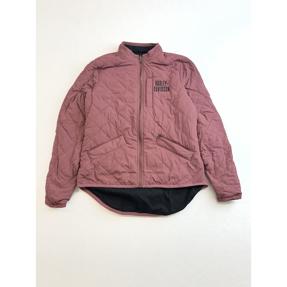 Harley Davidson Womens Medium Reversible‎ Jacket Embroidered Back Logo